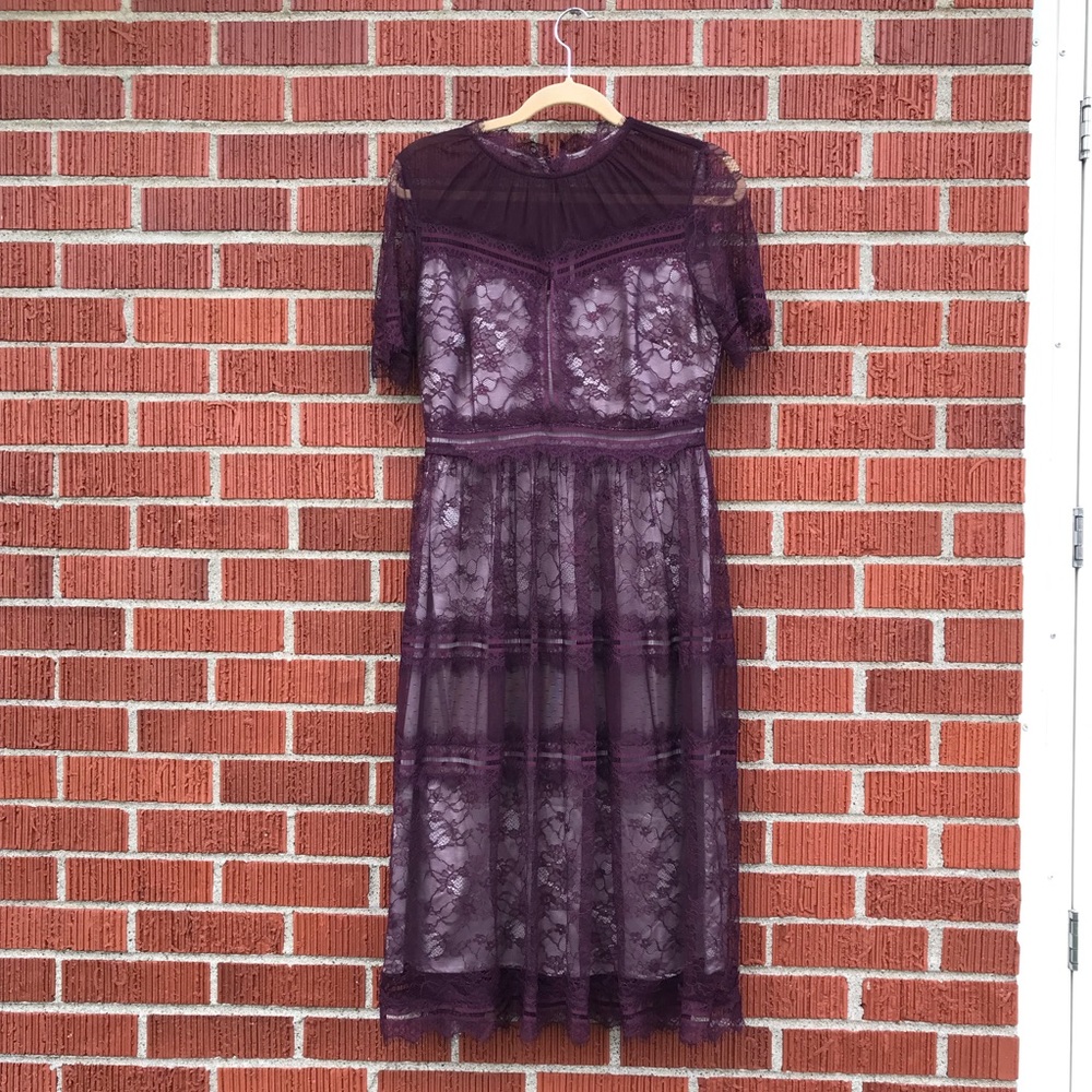 Gianni Bini Purple Lace Midi Dress
